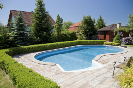 clean backyard inground pool